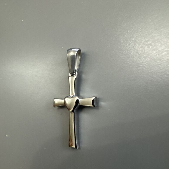 Cross Heart Silver Plated Stainless Steel Pendant Expendable Necklace Gift Hers - Picture 2 of 6